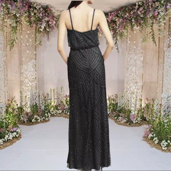Adrianna Papell Blouson Black beaded long Dress - Picture 12 of 12